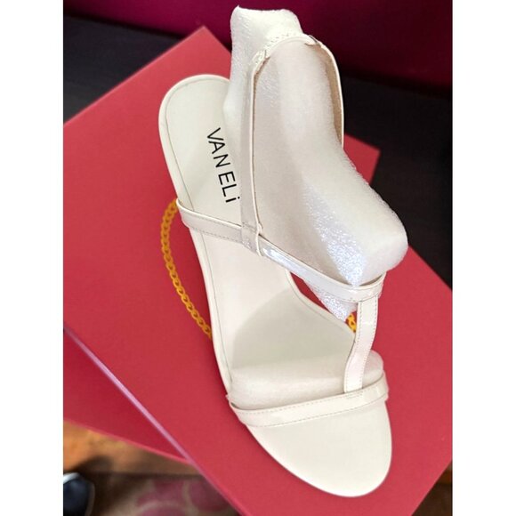 Vaneli Womens White Patent Leather Mohan T Strap Wedge Sandals Sz 8.5 M New - Picture 6 of 10